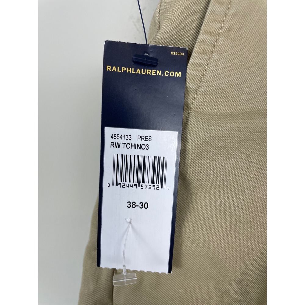 NEW Polo Ralph Lauren Preston Pants Mens 38x30 Khaki Tan Chino Straight Leg Pony - Picture 6 of 9